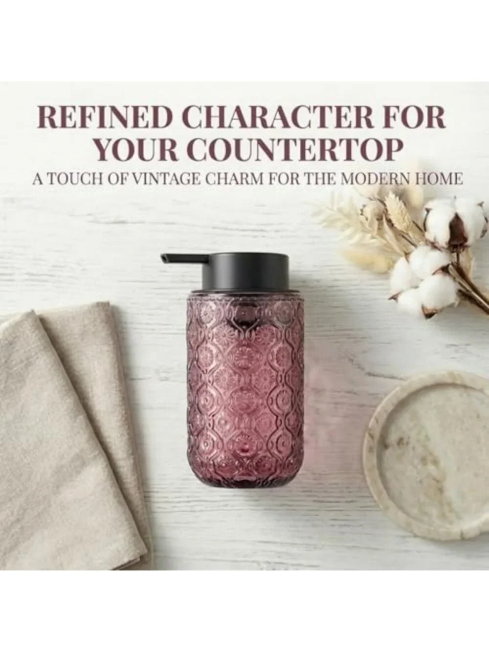Stylish Pink Glass Foaming Hand Soap Dispenser - Chic Bathroom Decor Accessory